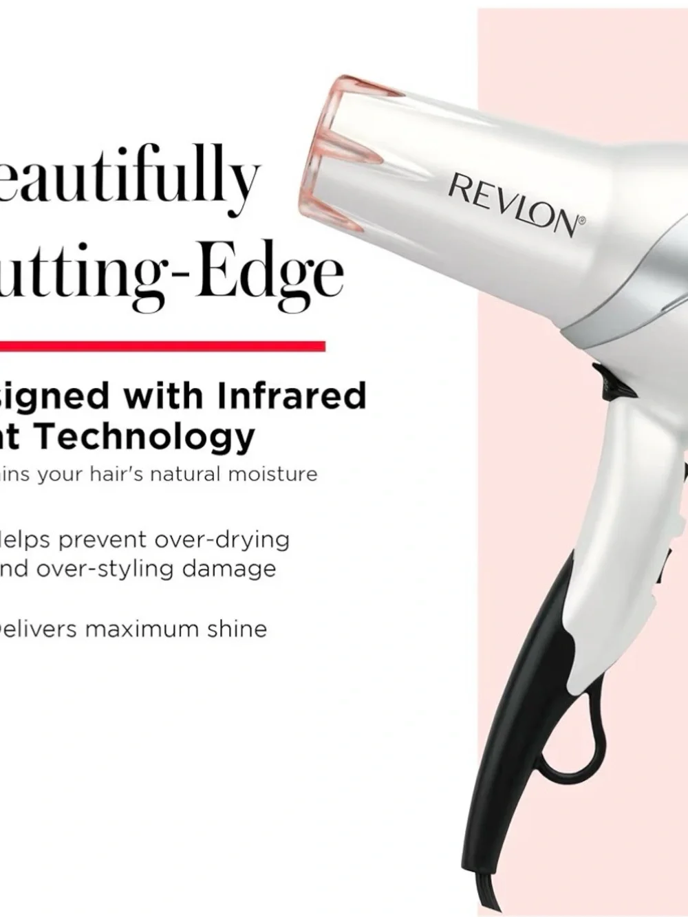 Revlon White & Black Hair Dryer with Pink Accent